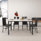 Dining Table Set for 4,  Wood Dine Table with 4 Velvet Chairs, Modern Kitchen Table Set for Home, Breakfast Nook, Cafeteria Dining Room, JA4366