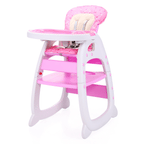 TOBBI 3 in 1 Baby High Chair Convertible Toddler Table Chair Set, Play Seat Booster with Feeding Tray, Adjustable Seat Back, Pink