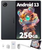 Tablet Blackview Tab 70 Wifi 10 inch Tablet 64GB ROM 8GB RAM Android 13, Google GMS Widevine L1 WiFi 6 Tablet for Kids with Case, Gray