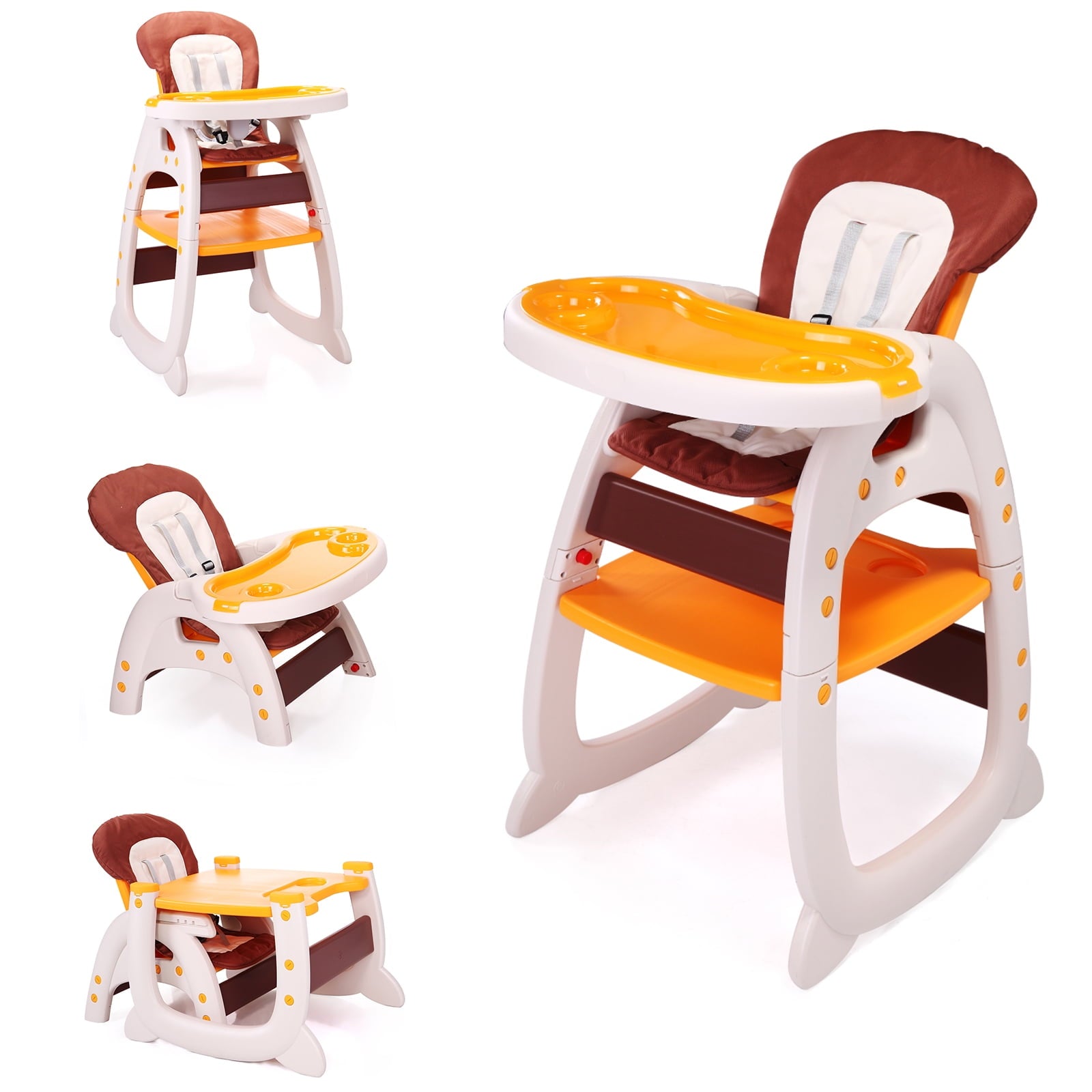 TOBBI 3 in 1 Baby High Chair Convertible Toddler Table Chair Set, Play Seat Booster with Feeding Tray, Adjustable Seat Back, Pink