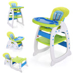 TOBBI 3 in 1 Baby High Chair Convertible Toddler Table Chair Set, Play Seat Booster with Feeding Tray, Adjustable Seat Back, Pink