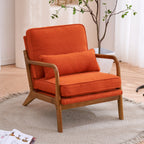 UBesGoo Modern Wood Club Chair Bronzing Cloth Fabric Upholstered Reading Accent Chair with Solid Wood Frame Brown