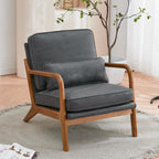 UBesGoo Modern Wood Club Chair Bronzing Cloth Fabric Upholstered Reading Accent Chair with Solid Wood Frame Brown