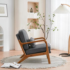 UBesGoo Modern Wood Club Chair Bronzing Cloth Fabric Upholstered Reading Accent Chair with Solid Wood Frame Brown