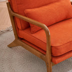 UBesGoo Modern Wood Club Chair Bronzing Cloth Fabric Upholstered Reading Accent Chair with Solid Wood Frame Brown