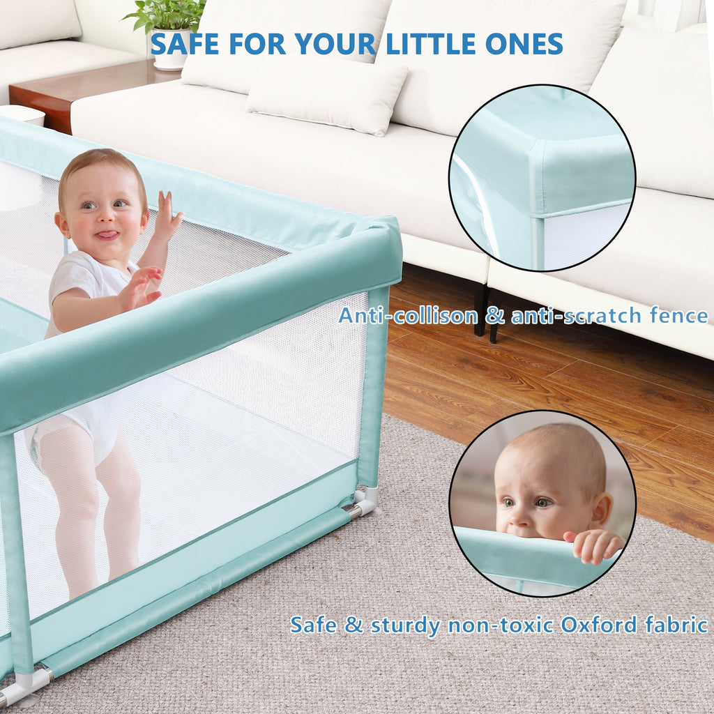 TEAYINGDE Baby Playpen Large Play Yard Fence for Toddlers,47"x47" Gray