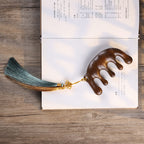 Buddha Stones Simple Green Sandalwood Soothing Tassel Massage Comb