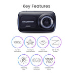Nextbase 222 Compact Dash Cam in Black 2.5" HD IPS Screen, 1080p Full HD, Intelligent Parking Mode, G Force Sensor, 0.17lbs Assembled.