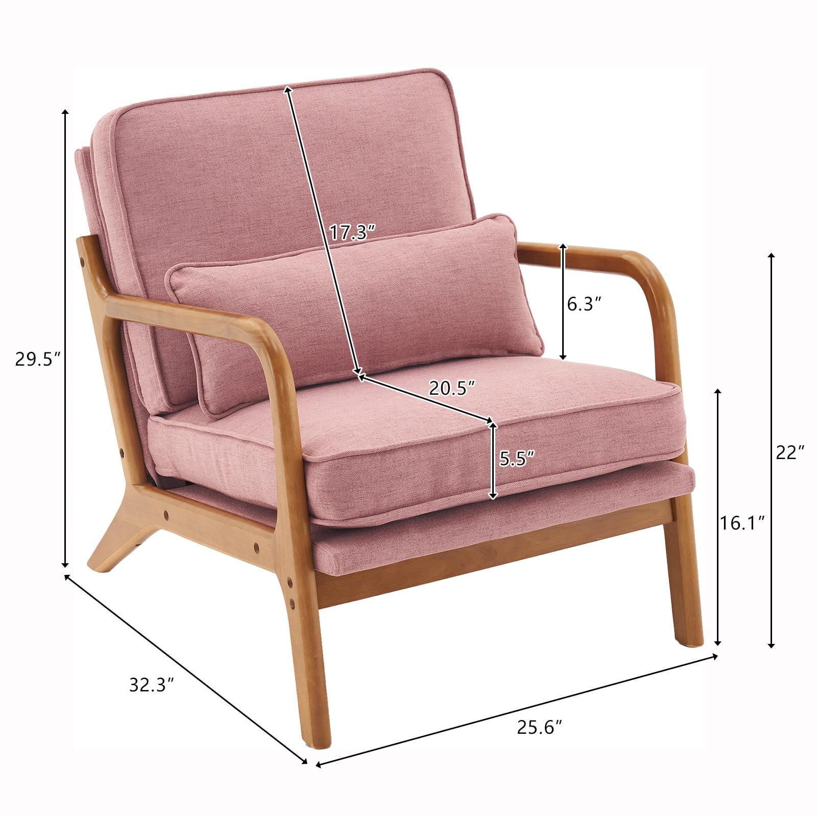 UBesGoo Modern Wood Club Chair Bronzing Cloth Fabric Upholstered Reading Accent Chair with Solid Wood Frame Brown