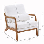UBesGoo Modern Wood Club Chair Bronzing Cloth Fabric Upholstered Reading Accent Chair with Solid Wood Frame Brown