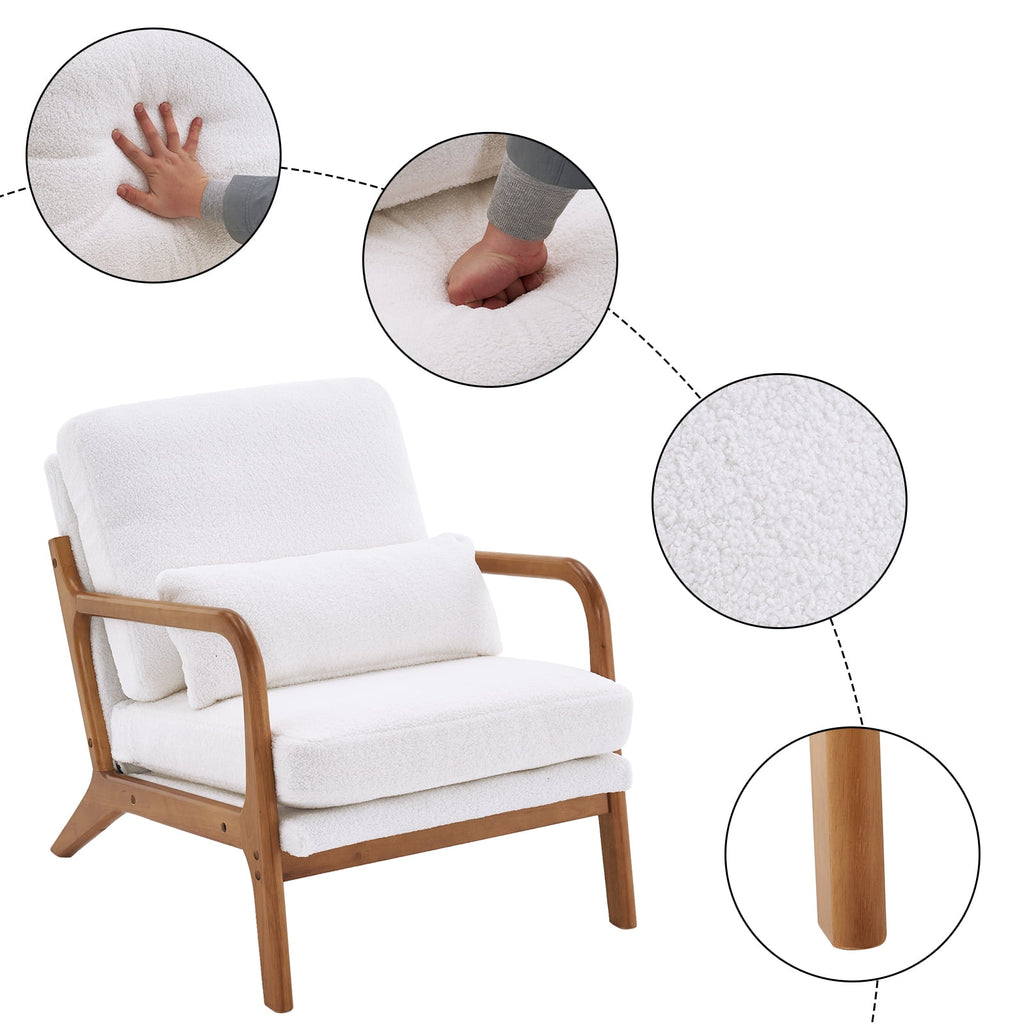 UBesGoo Modern Wood Club Chair Bronzing Cloth Fabric Upholstered Reading Accent Chair with Solid Wood Frame Brown