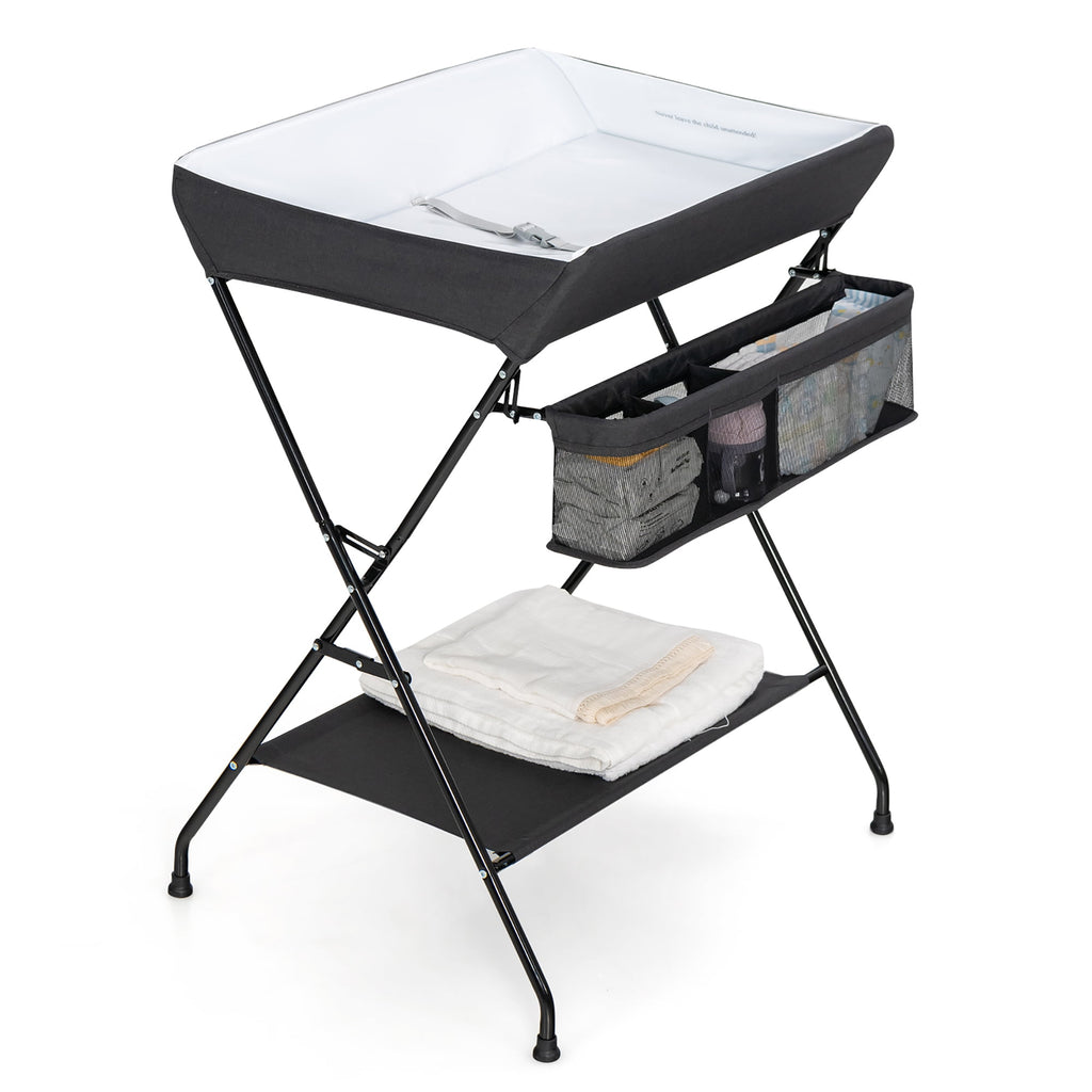 Costway Baby Infant Changing Table Folding Diaper Station Nursery with Storage Black