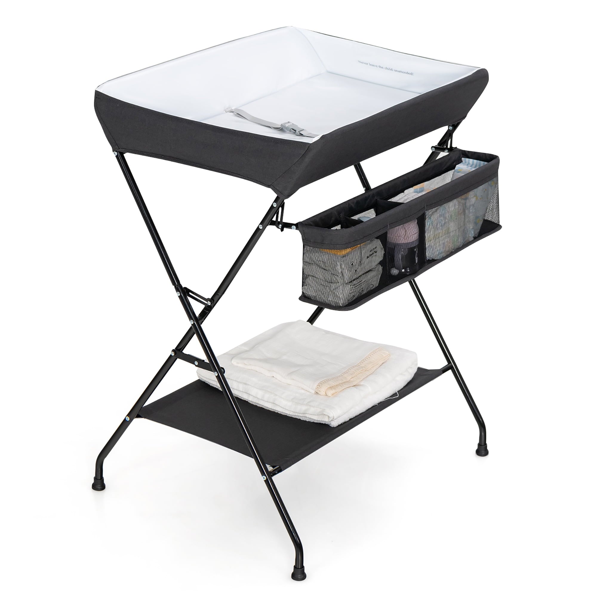 Costway Baby Infant Changing Table Folding Diaper Station Nursery with Storage Black