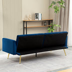 uhomepro Modern Futon, Velvet Sofa Bed, Mid Century Sofa with Metal Legs, 2 Pillows, Love Seat Living Room Furniture for Small Space Office, Beige