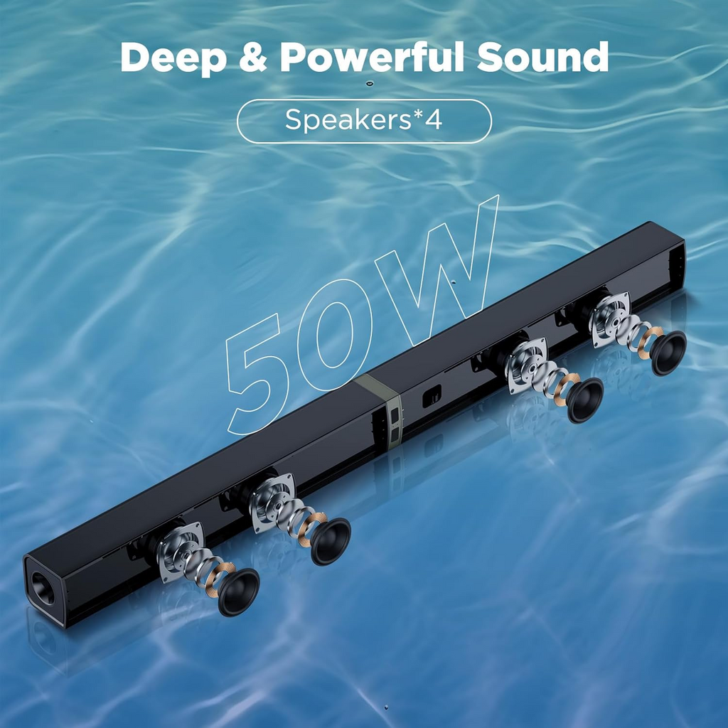 VEAT00L 2.1ch Sound Bars for TV, Soundbar with Subwoofer, Wired & Wireless Bluetooth 5.0 3D Surround Speakers, Optical/HDMI/AUX/RCA/USB Connection, Wall Mountable, Remote Control