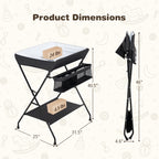 Costway Baby Infant Changing Table Folding Diaper Station Nursery with Storage Black