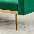 uhomepro Modern Futon, Velvet Sofa Bed, Mid Century Sofa with Metal Legs, 2 Pillows, Love Seat Living Room Furniture for Small Space Office, Beige
