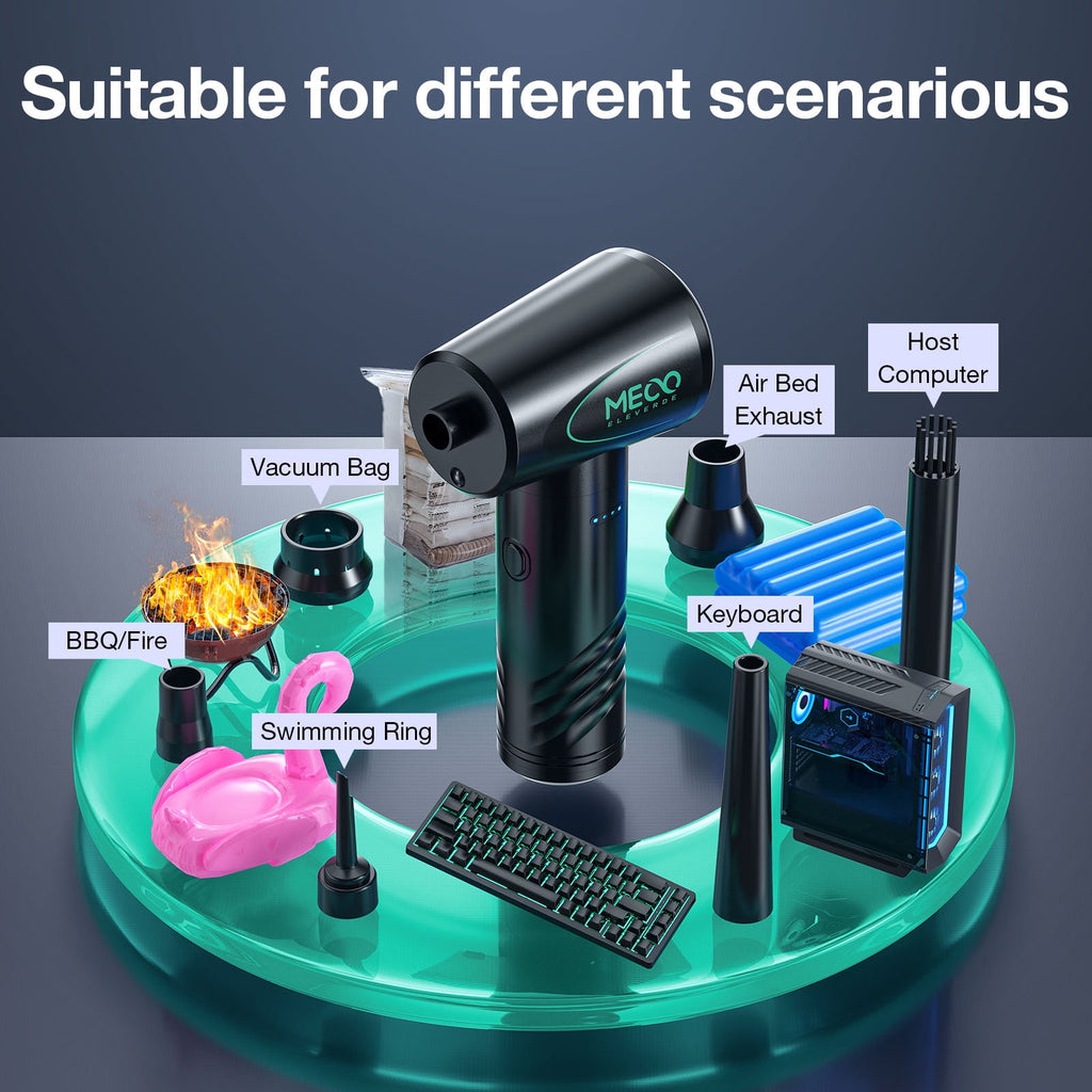 MECO Cordless Compressed Air Duster, Replaces Air Cans, 100000RPM Computer Keyboard Dust Cleaner Blower for Electronic
