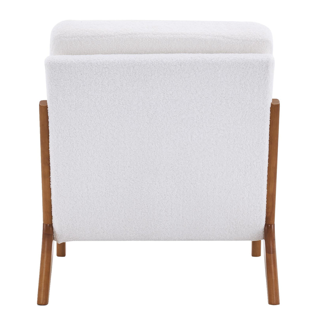 UBesGoo Modern Wood Club Chair Bronzing Cloth Fabric Upholstered Reading Accent Chair with Solid Wood Frame Brown