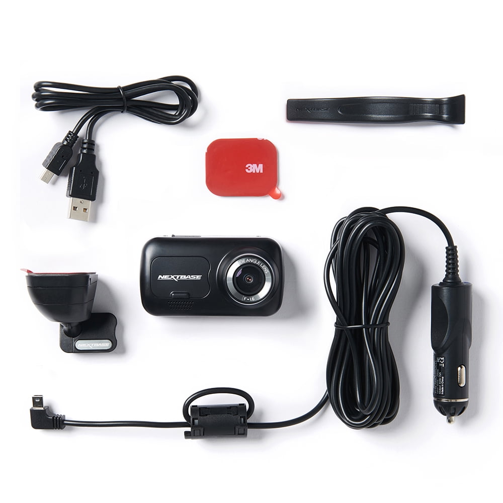 Nextbase 222 Compact Dash Cam in Black 2.5" HD IPS Screen, 1080p Full HD, Intelligent Parking Mode, G Force Sensor, 0.17lbs Assembled.