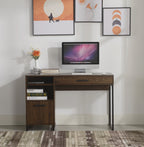 Mainstays Wood & Metal Writing Desk with 1 Drawer and 1 Door for Teen Adult,29.92 in, Natural Finish.