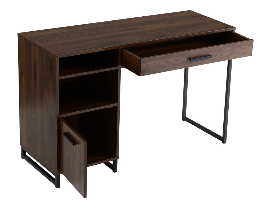 Mainstays Wood & Metal Writing Desk with 1 Drawer and 1 Door for Teen Adult,29.92 in, Natural Finish.