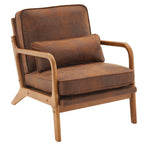 UBesGoo Modern Wood Club Chair Bronzing Cloth Fabric Upholstered Reading Accent Chair with Solid Wood Frame Brown