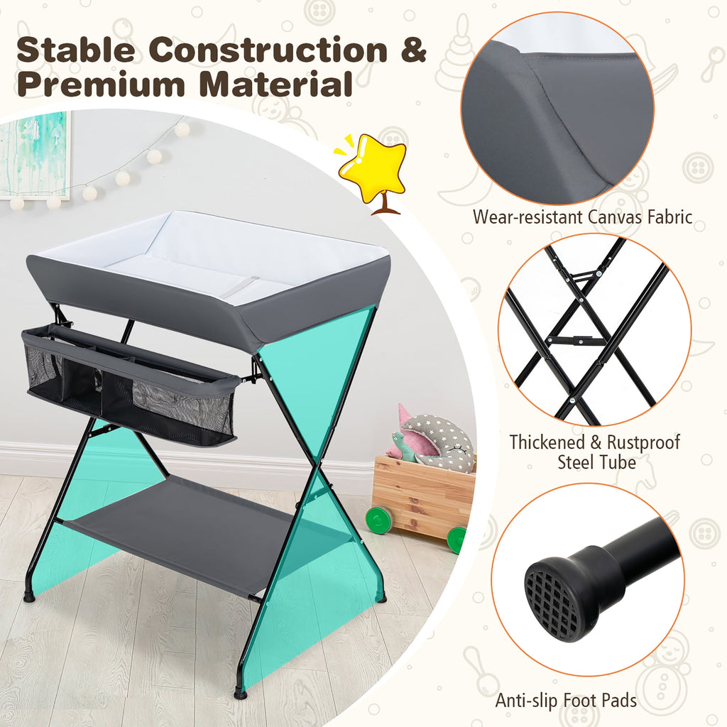 Costway Baby Infant Changing Table Folding Diaper Station Nursery with Storage Black