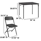 Mainstays 5 Piece Resin Card Folding Table and Four Folding Chairs Set, Black