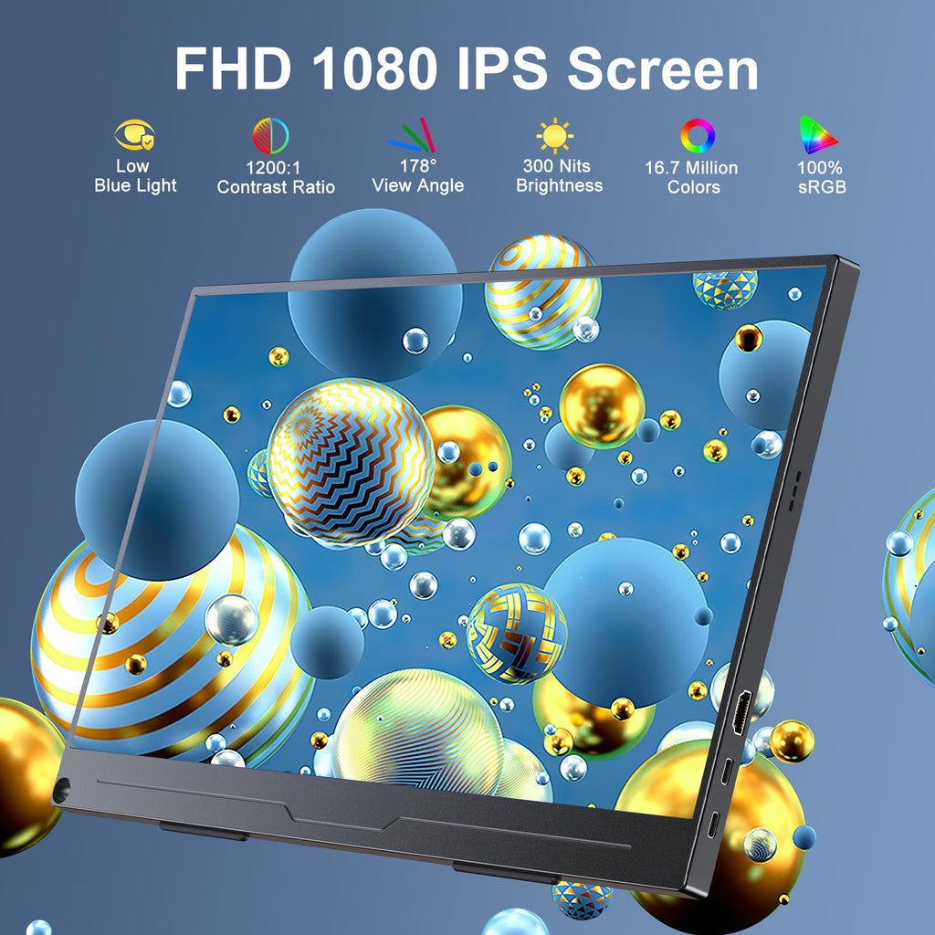 Portable Monitor Zero Frame, 15.6" Ultra Slim 1080P FHD 100% sRGB Display IPS Monitor, Plug&Play Second External Monitor for Laptop PC Phone Mac Xbox PS5