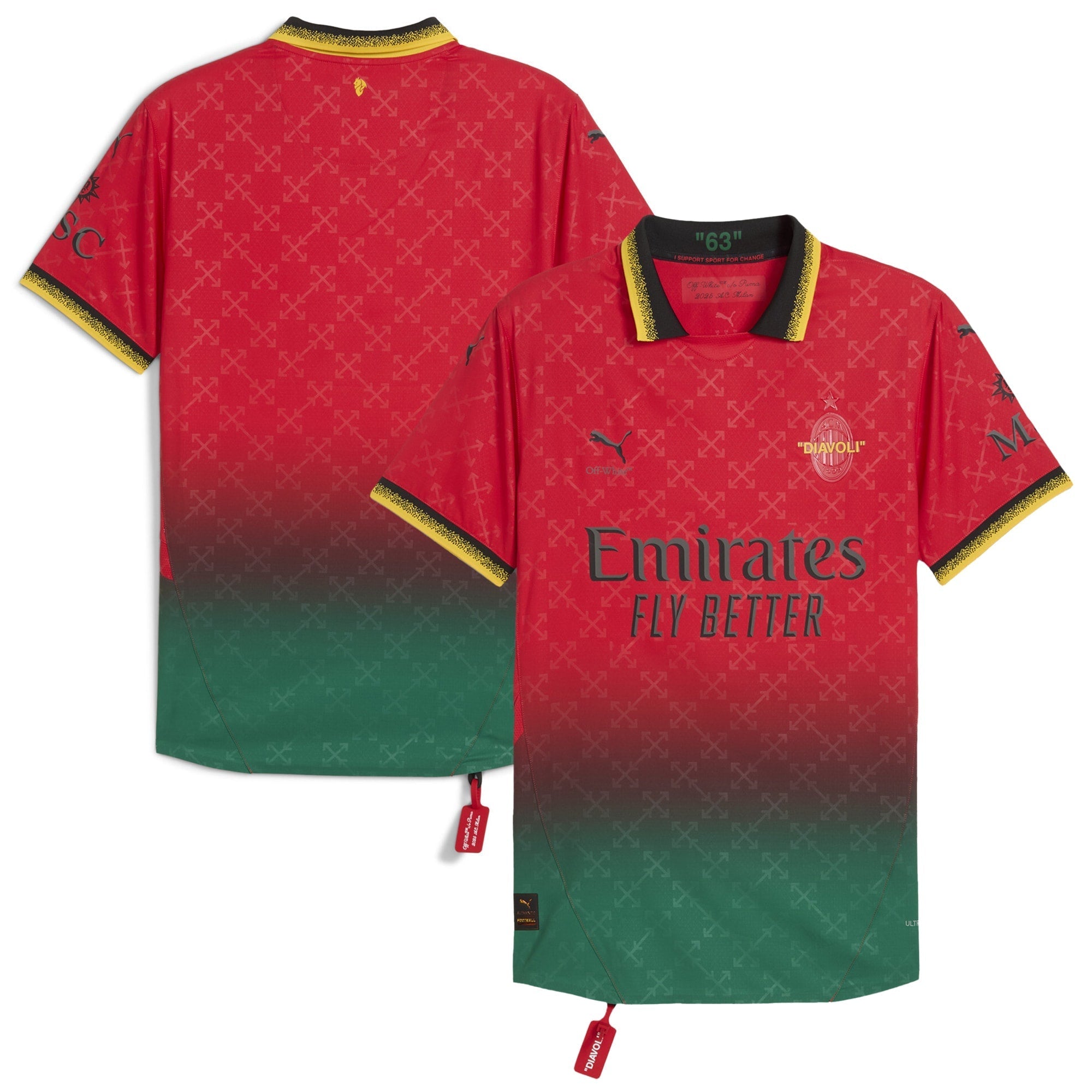 AC Milan x Off-White 2024/25 Home Soccer Shirt - Red/Black